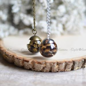 Pine cone sphere necklace