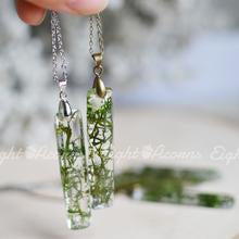 Rectangle moss necklace