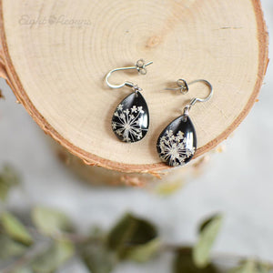 Queen Anne's Lace teardrop earrings