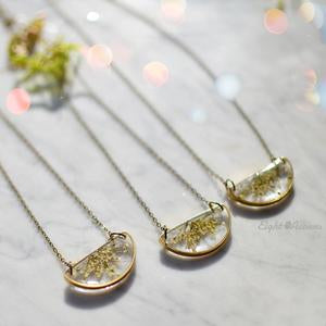 Semi-circle Brass Queen Anne's Lace Necklace