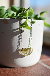 Semi-circle Brass Queen Anne's Lace Necklace