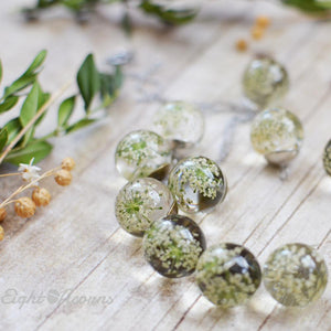 Pressed Natural Queen Anne's Lace flower, small 2 cm sphere