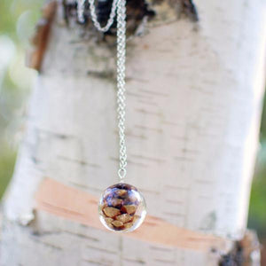 Pine cone sphere necklace