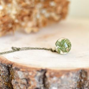 Real Moss Small Sphere Necklace