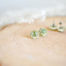Load image into Gallery viewer, Floral stud earrings - real queen anne&#39;s lace