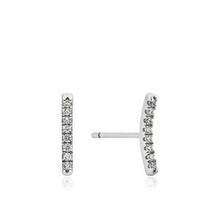 Load image into Gallery viewer, Silver Shimmer Pavé Bar Stud Earrings