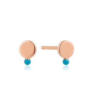Rose Gold Dotted Disc Stud Earrings