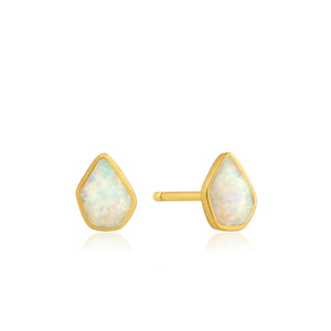 Opal Color Gold Stud Earrings