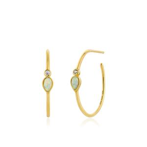 Opal Color Raindrop Gold Hoop Earrings