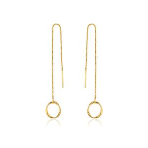 Gold Swirl Threader Earrings