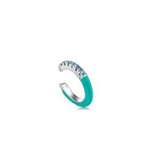 Load image into Gallery viewer, Teal Enamel Silver Ear Cuff