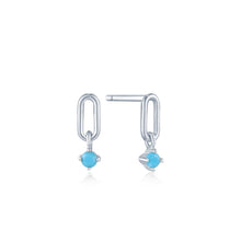 Load image into Gallery viewer, Turquoise Silver Link Stud Earrings