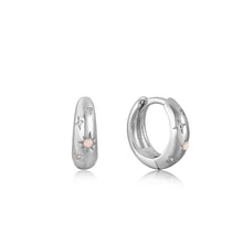 Load image into Gallery viewer, Silver Starry Kyoto Opal Huggie Hoop Earrings