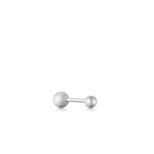Mini Sphere Barbell Silver Single Earring
