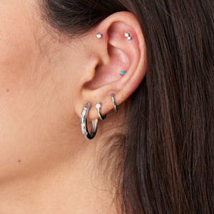 Silver Sparkle Barbell Single Earring