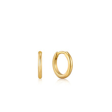 Load image into Gallery viewer, Gold Smooth Mini Huggie Hoop Earrings