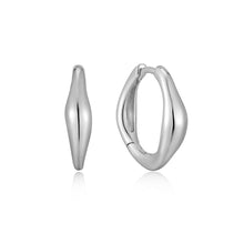 Load image into Gallery viewer, Silver Wave Huggie Hoop Earrings