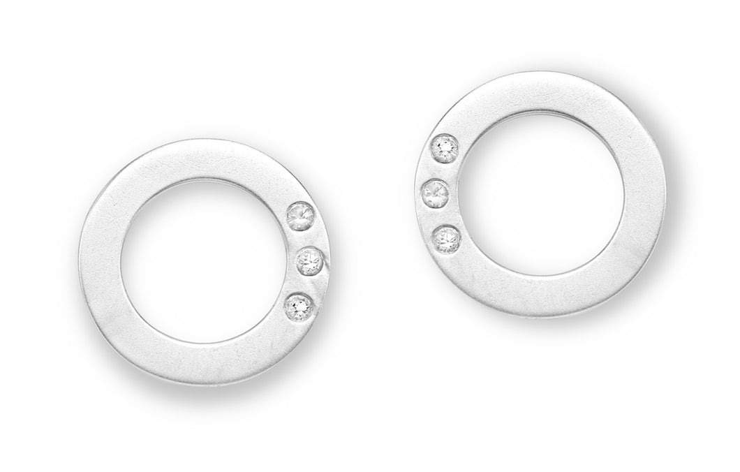 Diamond Accented Silver Circle Earrings