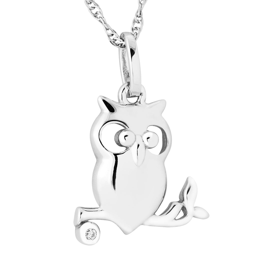 Diamond Accented Owl Necklace
