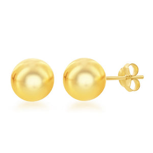 Sterling Silver 10mm Bead Earrings - Gold Plated