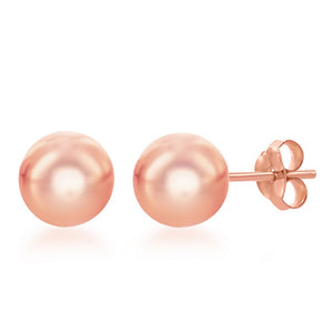 Sterling Silver 10mm Bead Earrings - Rose Gold Plated