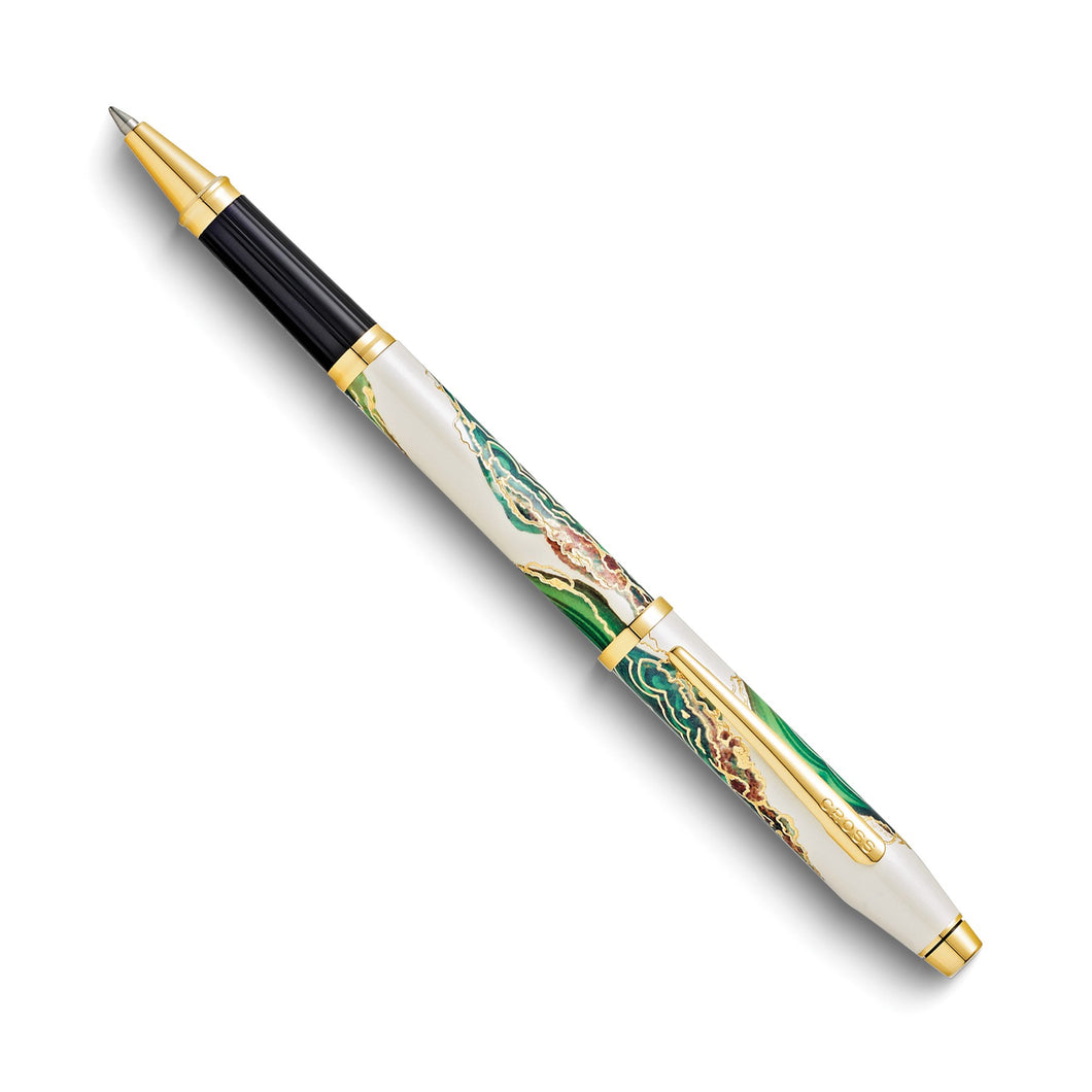 Cross® Wanderlust Borneo Patterned Green and White Lacquer with Gold-plated Accents Selectip Rolling Ball Pen