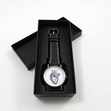 Load image into Gallery viewer, Anatomical Heart Black Leather Wrist Watch - TheExCB