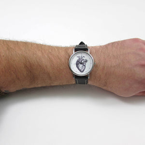 Anatomical Heart Black Leather Wrist Watch - TheExCB