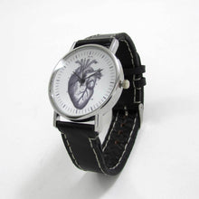 Load image into Gallery viewer, Anatomical Heart Black Leather Wrist Watch - TheExCB