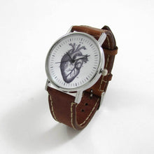 Load image into Gallery viewer, Anatomical Heart Brown Leather Wrist Watch - TheExCB