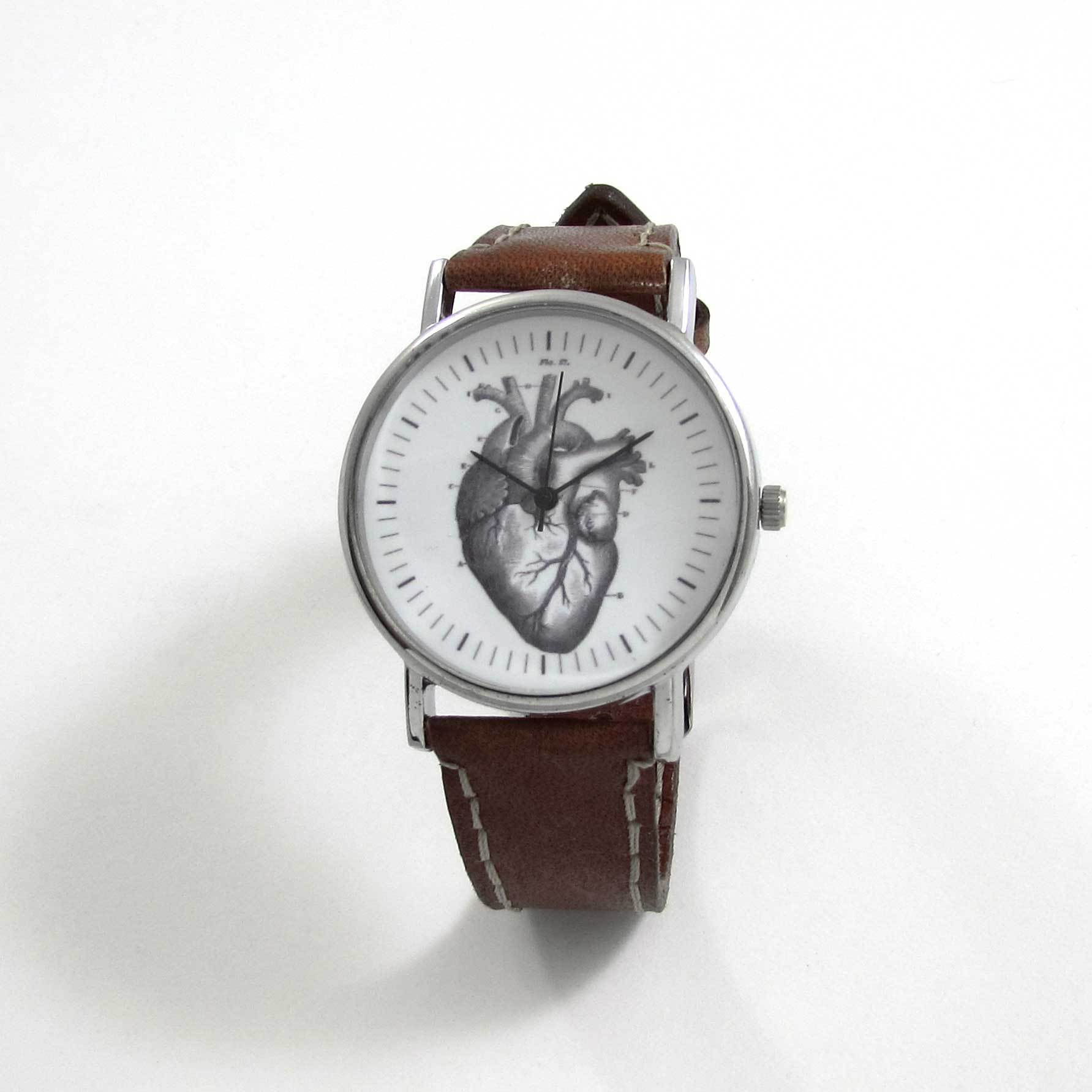 Anatomical Heart Brown Leather Wrist Watch - TheExCB