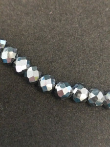 Black Moissanite Diamond (alternative) 6mm Faceted Bead Necklace