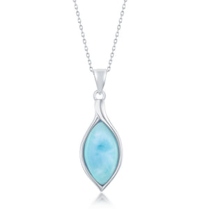  Sterling Silver Marquise Larimar Pendant