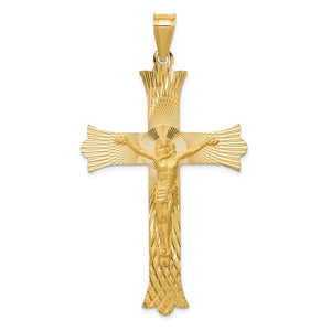 14k Satin and D/C Crucifix Pendant