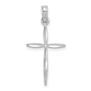 14K White Gold D/C with Tapered Ends Cross Charm