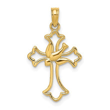 Load image into Gallery viewer, 14K Cut-Out Dove Center Cross Pendant