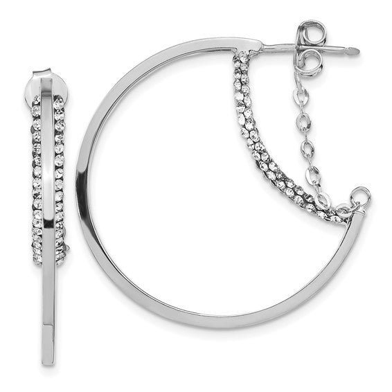 14k White Gold Crystals by Swarovski Hoop with Chain Earring