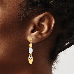 14K Two-tone Polished Post Dangle Earrings