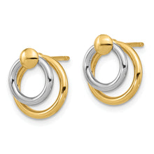 Load image into Gallery viewer, 14K Two-tone Polished Post Dangle Earrings
