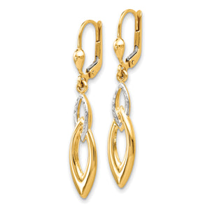 14K with White Rhodium D/C Leverback Earrings
