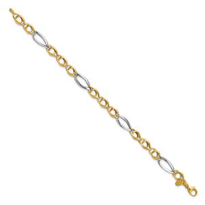 14k Rhodium Fancy Link Bracelet