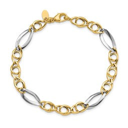 14k Rhodium Fancy Link Bracelet