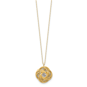 14K Two-tone Polished D/C Love Knot Necklace