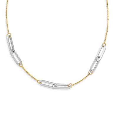 14k Two-tone Gold Polished with 1in ext. Necklace Chain