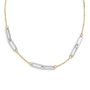 14k Two-tone Gold Polished with 1in ext. Necklace Chain