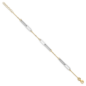 14k Two-tone Polished with 1in ext. Bracelet