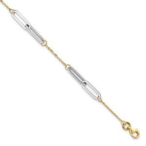 14k Two-tone Polished with 1in ext. Bracelet