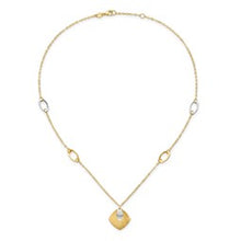 Load image into Gallery viewer, 14K Gold Two-tone Polished and Textured with 1 in ext. Necklace Chain