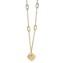 Load image into Gallery viewer, 14K Gold Two-tone Polished and Textured with 1 in ext. Necklace Chain