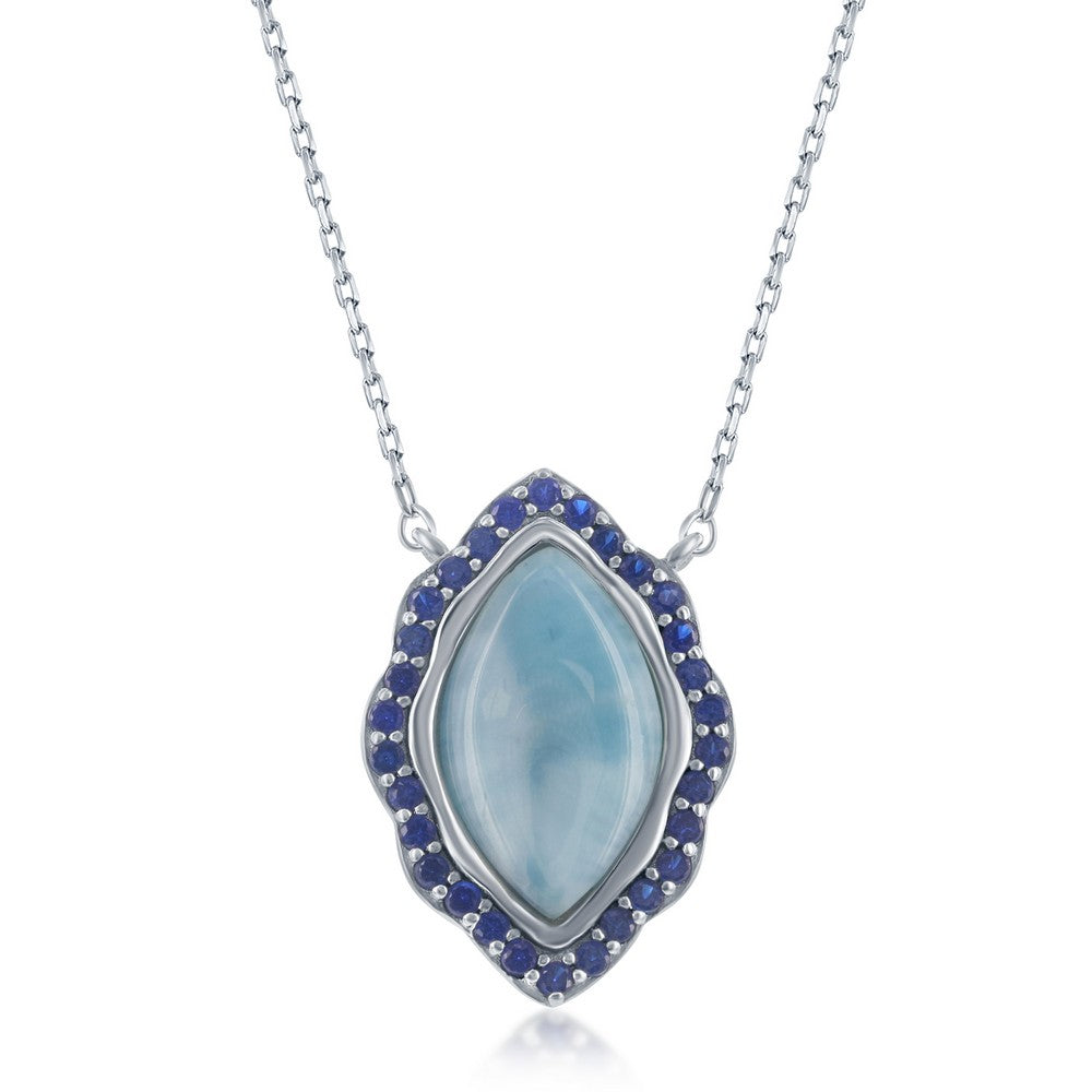  Sterling Silver Marquise Larimar with 